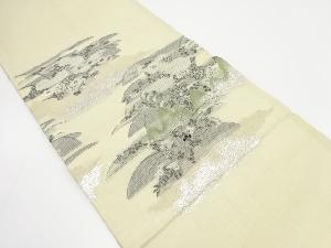 アンティーク　絽霞に秋草模様織出し丸帯（材料）